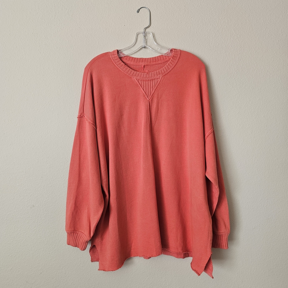 aerie Coral Oversized Crewneck Sweatshirt